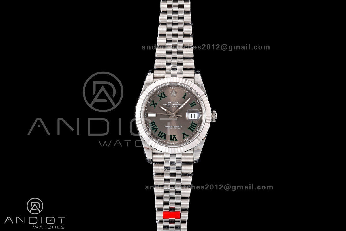 DateJust 41 126334 904L SS VSF 1:1 Best Edition Gray Dial Green Roman on Jubilee Bracelet VS3235v2 V2s (133g)